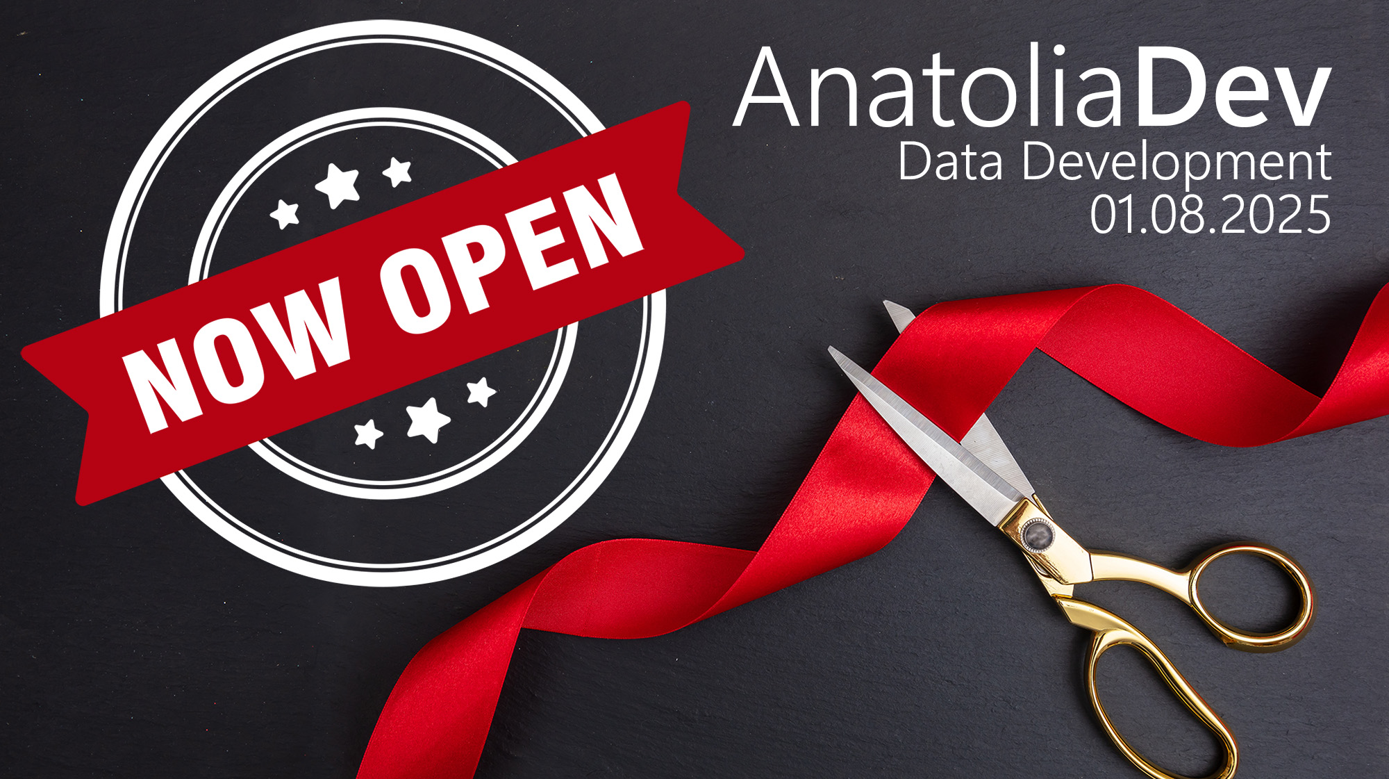A red ribbon cutting for AnatoliaDev